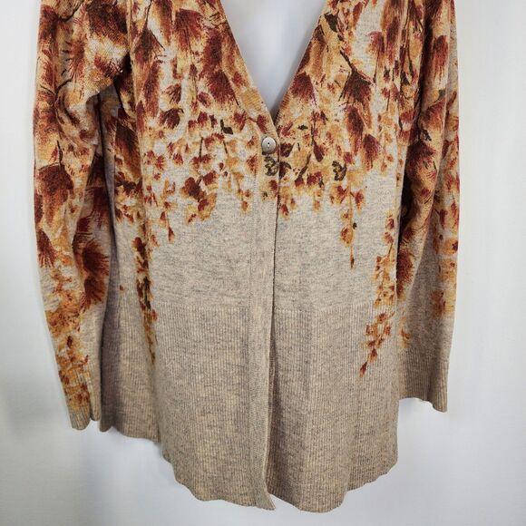Coldwater Creek Cardigan Sweater Medium Wool Cashmere Rabbit Blend Button Floral - Picture 3 of 9